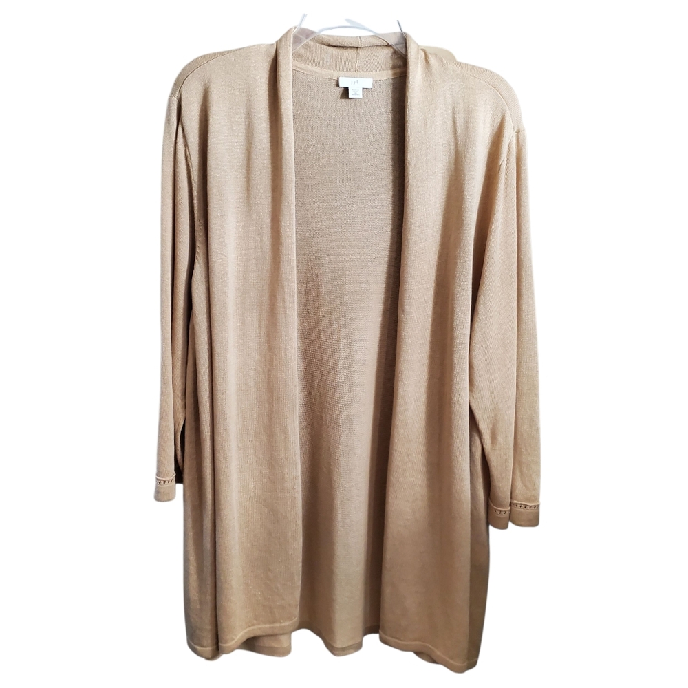 J.Jill Plus 2X Linen Blend Open Lightweight 3/4 Sleeve Cardigan Sweater